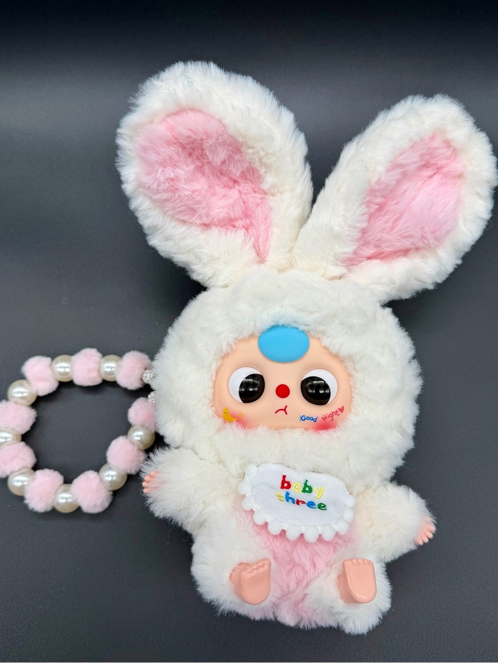 Baby Tree Plush Bunny Keychain - White & Pink Soft Toy